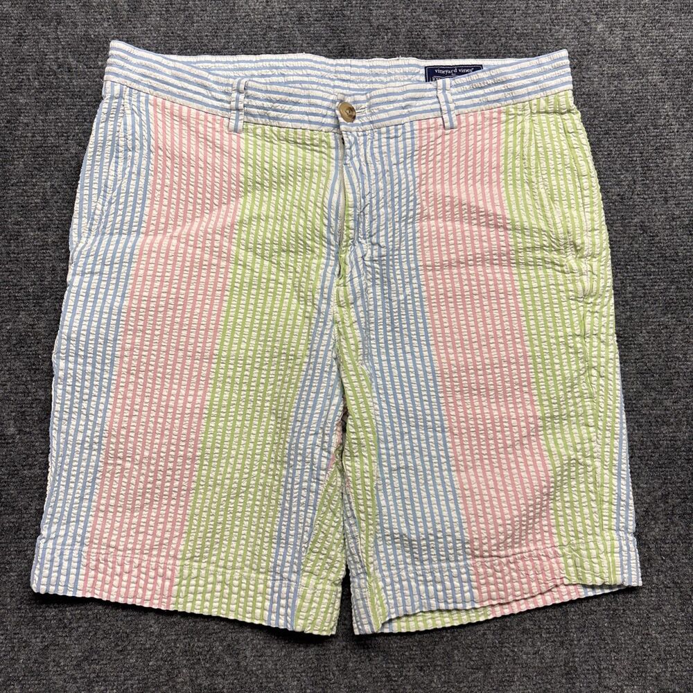 Vineyard Vines Seersucker Breaker Shorts Mens 33 Pastel Stripe Preppy Prep 8”